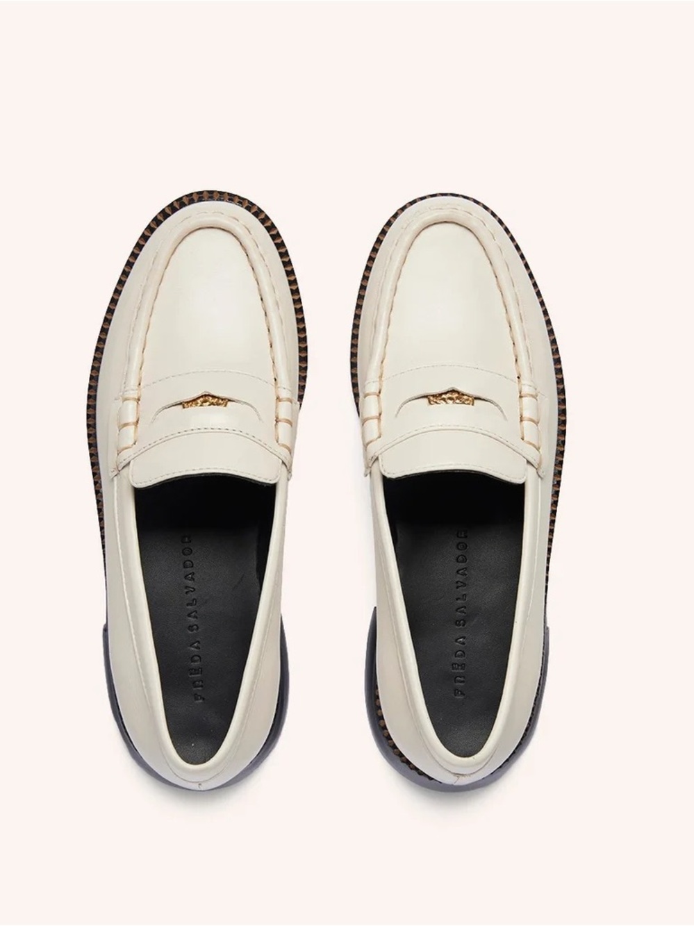 Freda Salvador Elba Loafers Bone Khaki White Size 7.5
